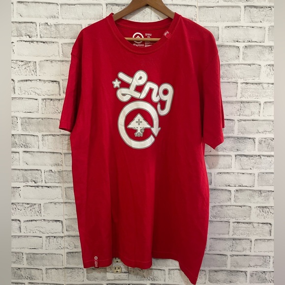 Men’s LRG Lifted Research Group red with white logo short sleeve t-shirt 2XL - Picture 1 of 3